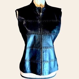 Vintage Nygard Collection Black Leather Vest Size M